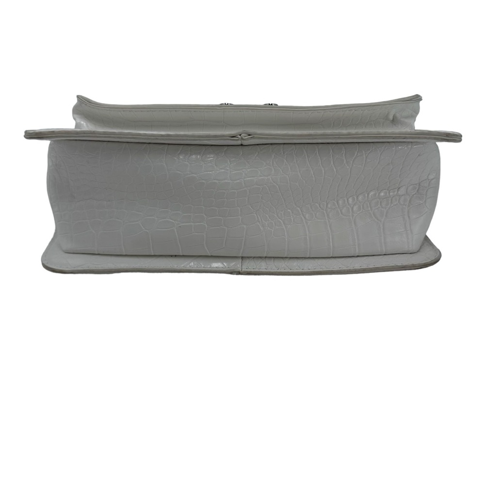Badgley Mischka Crossbody/Shoulder Chain White Vegan Leather Studded Croco Bag - Picture 6 of 11